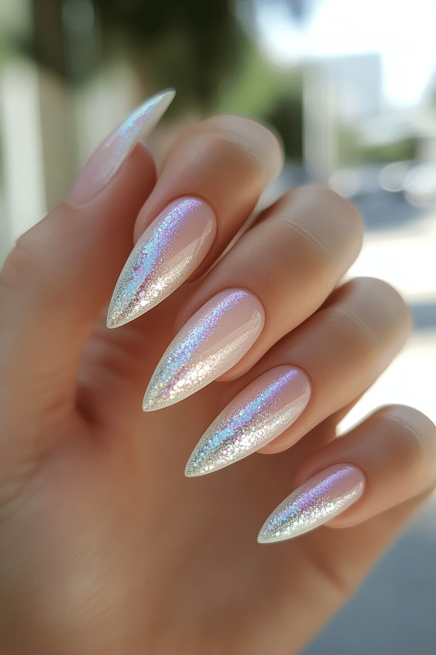 10. Iridescent Opal French (French Nail Design Ideas) - French Nail Design Ideas