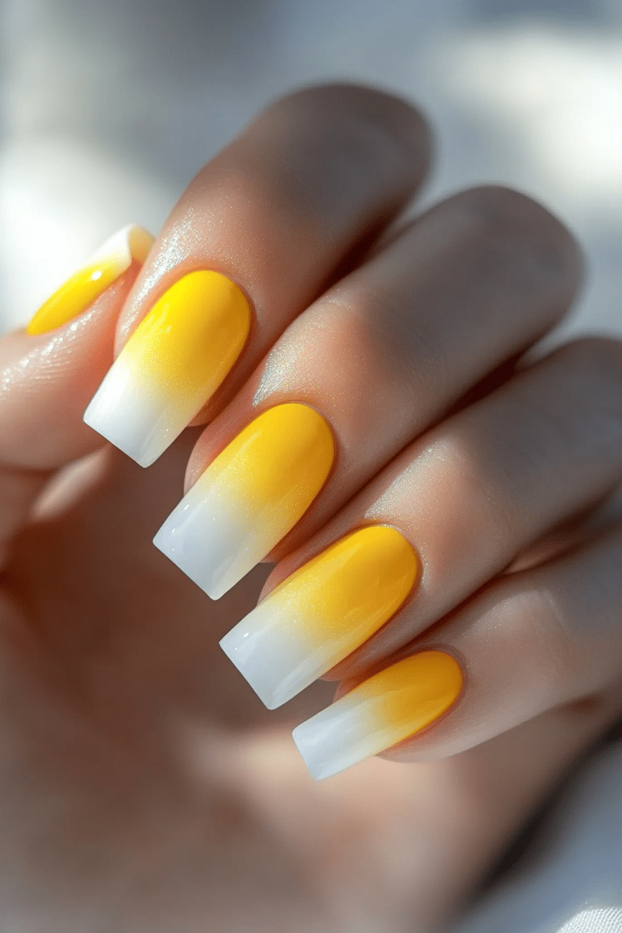5. Sunlight Spectrum (Yellow And White Nail Design Ideas) - Yellow And White Nail Design Ideas