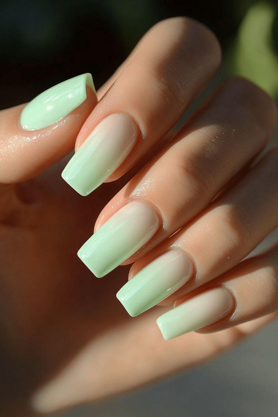 2. Mint Gloss Fade (Green Nail Design Ideas) - Green Nail Design Ideas