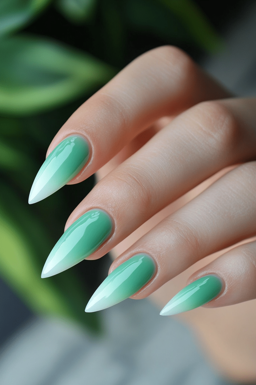 11. Seafoam Aura Design (Green Nail Design Ideas) - Green Nail Design Ideas