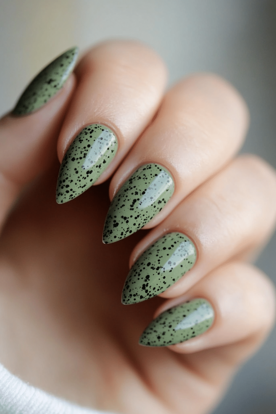 12. Matcha Speckled Matte (Green Nail Design Ideas) - Green Nail Design Ideas