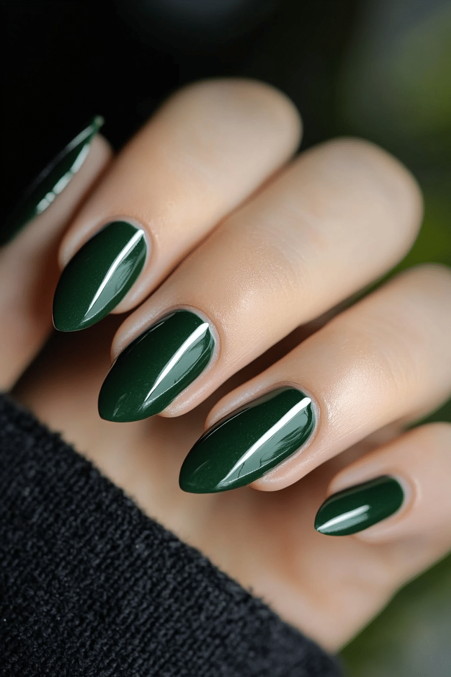 16. Pine Needle Minimalism (Green Nail Design Ideas) - Green Nail Design Ideas