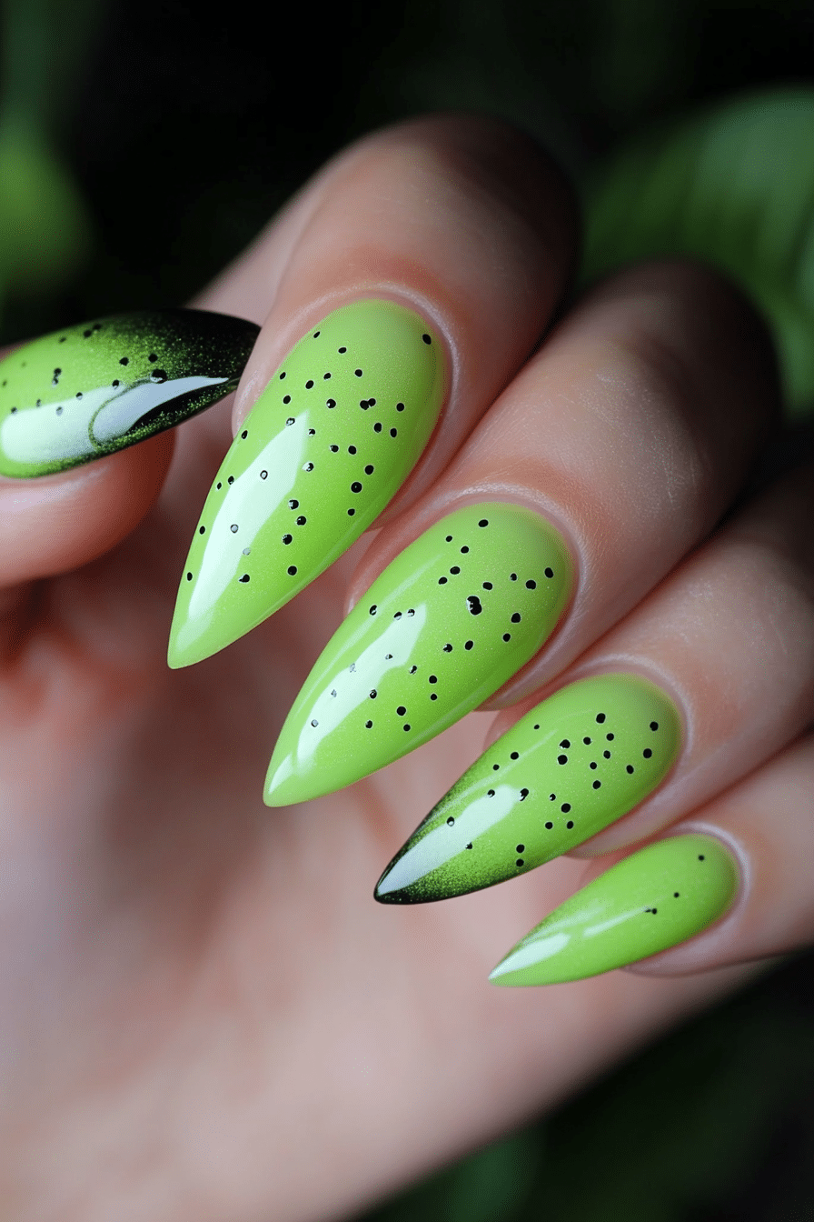 22. Neon Kiwi Fusion (Green Nail Design Ideas) - Green Nail Design Ideas