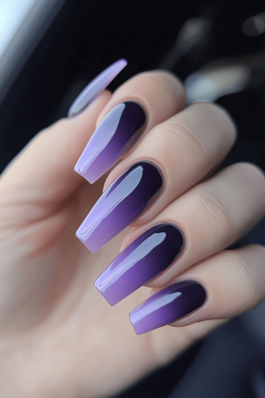 16. Twilight Fade (Grey Coffin Nail Design Ideas) - Grey Coffin Nail Design Ideas