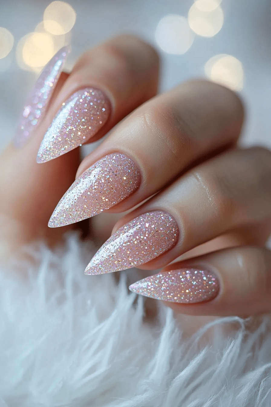 1. Rose Quartz Glow (Glitter Sparkle Nail Design Ideas) - Glitter Sparkle Nail Design Ideas