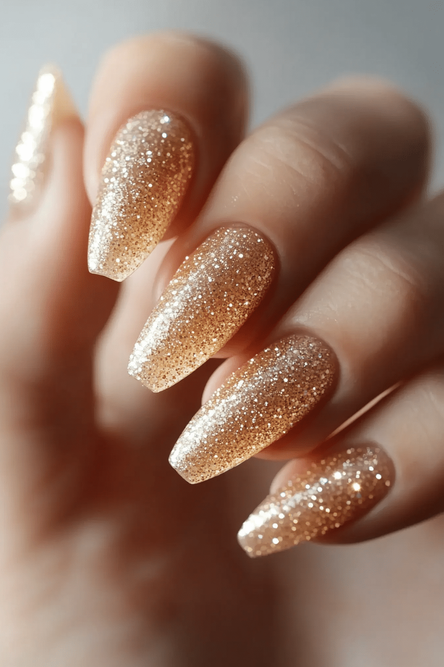 2. Champagne Stardust (Glitter Sparkle Nail Design Ideas) - Glitter Sparkle Nail Design Ideas