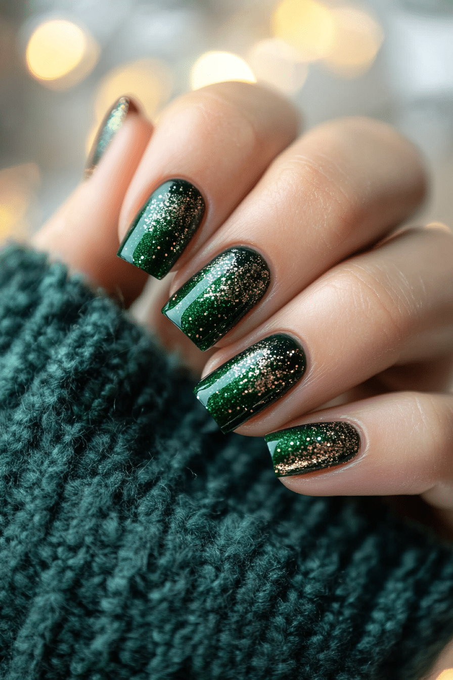 4. Emerald Eclipse (Glitter Sparkle Nail Design Ideas) - Glitter Sparkle Nail Design Ideas