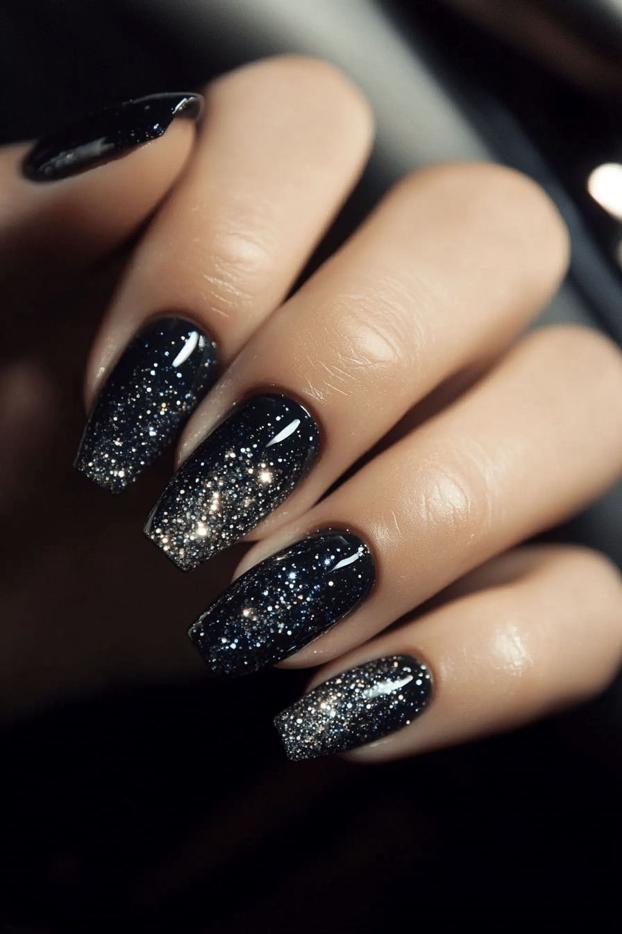 5. Cosmic Charcoal (Glitter Sparkle Nail Design Ideas) - Glitter Sparkle Nail Design Ideas