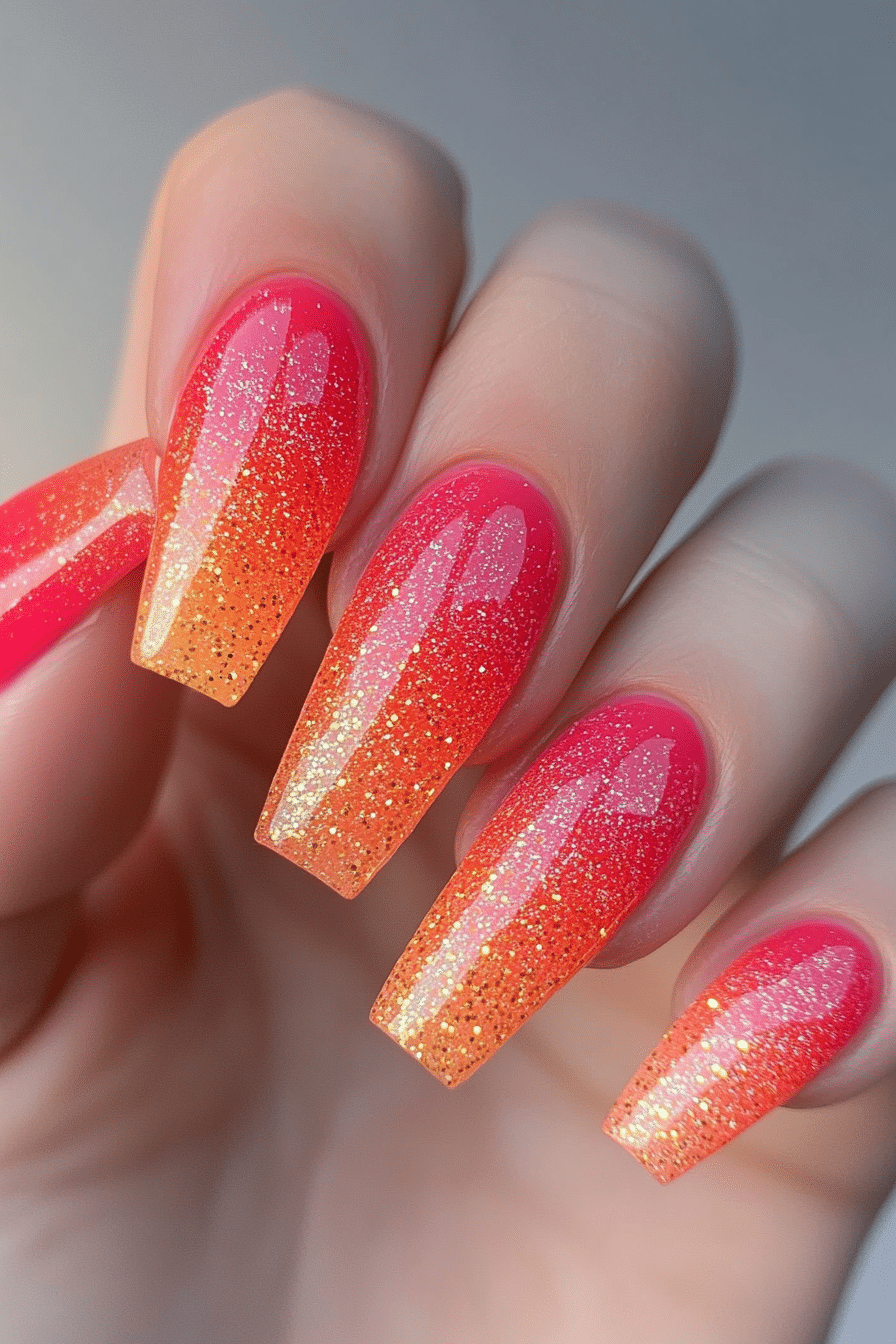 6. Sunset Sparkle Fade (Glitter Sparkle Nail Design Ideas) - Glitter Sparkle Nail Design Ideas