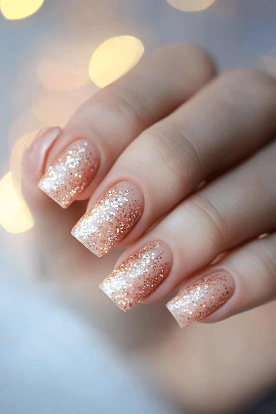 10. Peach Blush Flicker (Glitter Sparkle Nail Design Ideas) - Glitter Sparkle Nail Design Ideas