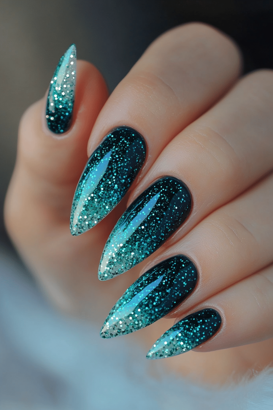 12. Ocean Dazzle Drift (Glitter Sparkle Nail Design Ideas) - Glitter Sparkle Nail Design Ideas