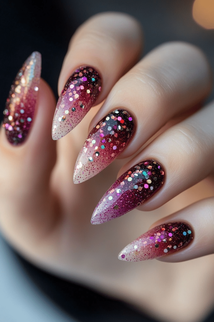 13. Berry Stardrop (Glitter Sparkle Nail Design Ideas) - Glitter Sparkle Nail Design Ideas