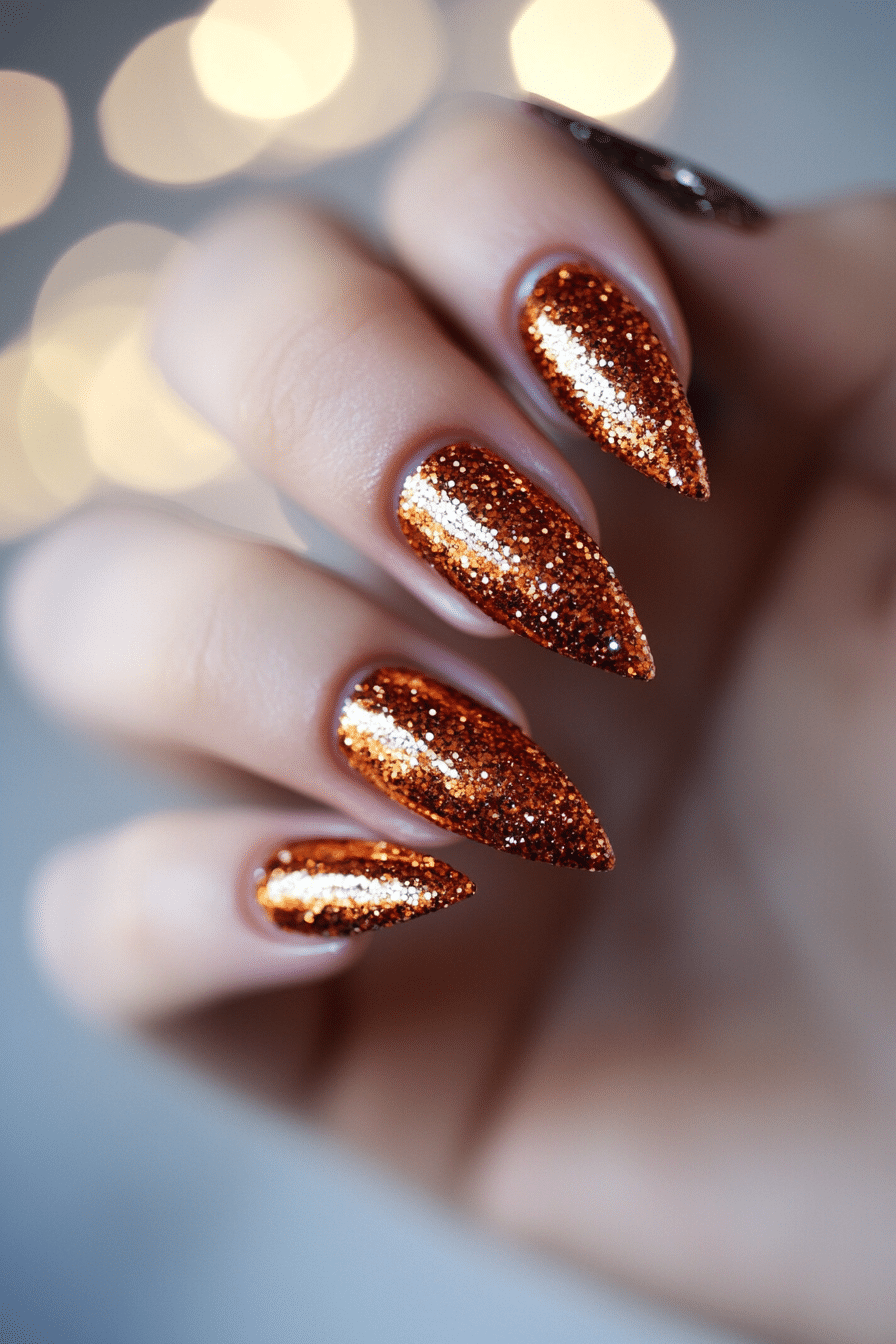 18. Copper Flame Flicker (Glitter Sparkle Nail Design Ideas) - Glitter Sparkle Nail Design Ideas