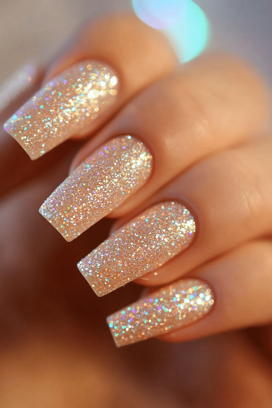 20. Vanilla Stardust Shine (Glitter Sparkle Nail Design Ideas) - Glitter Sparkle Nail Design Ideas