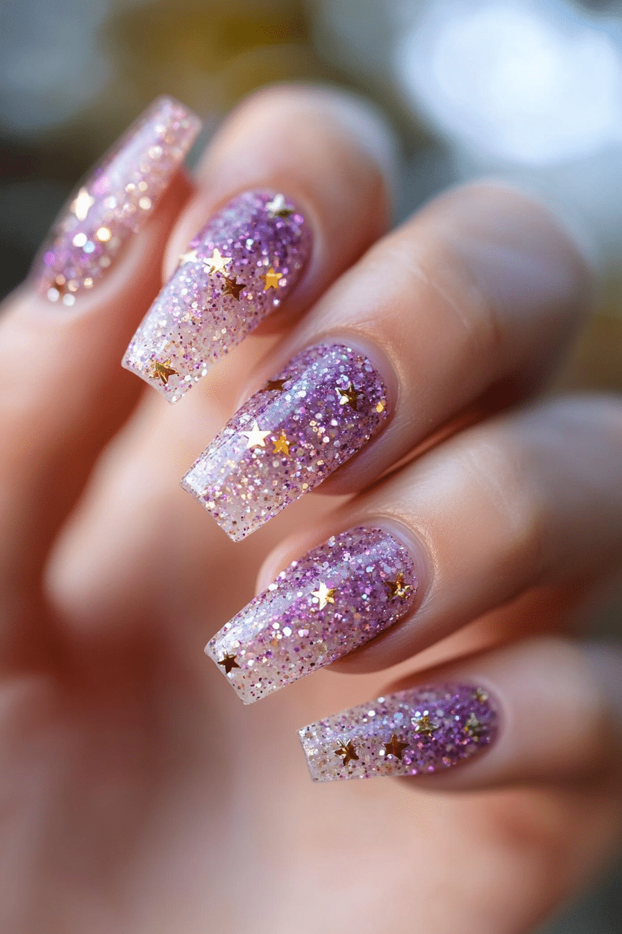 21. Galaxy Mauve Mirage (Glitter Sparkle Nail Design Ideas) - Glitter Sparkle Nail Design Ideas
