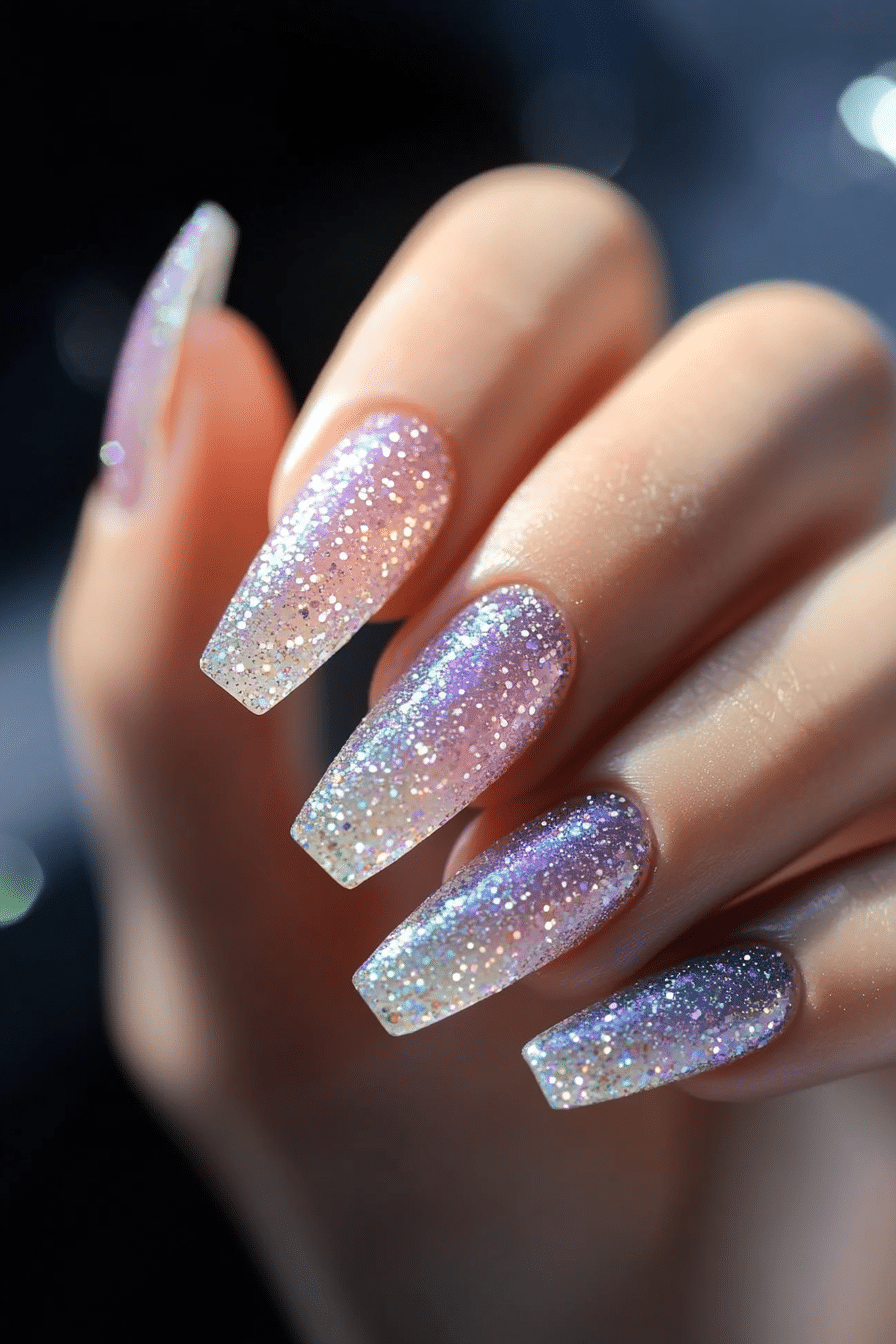 25. Lavender Rainbeam (Glitter Sparkle Nail Design Ideas) - Glitter Sparkle Nail Design Ideas