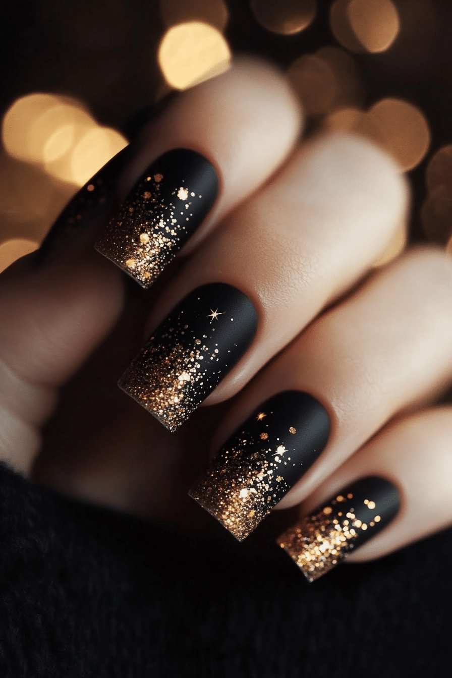 26. Charcoal Firefly Flicker (Glitter Sparkle Nail Design Ideas) - Glitter Sparkle Nail Design Ideas