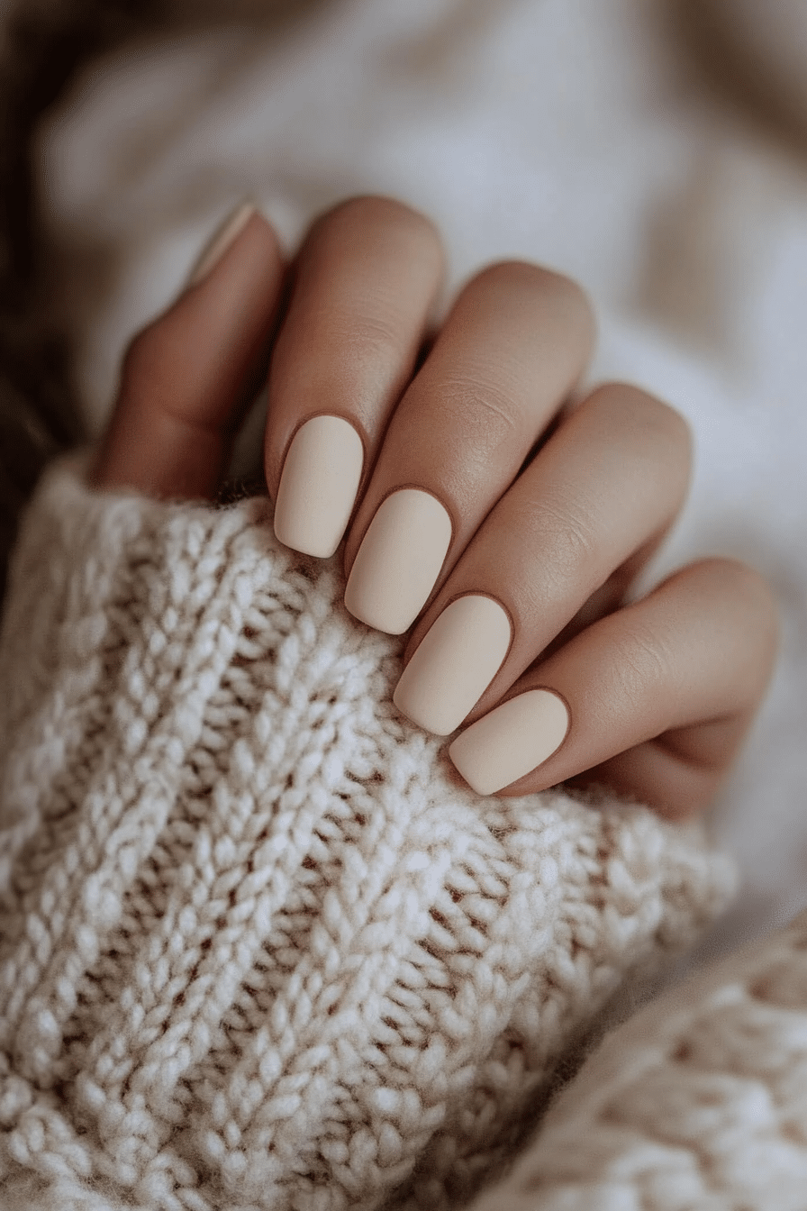 7. Light Beige Cashmere (Winter Nail Design Ideas) - Winter Nail Design Ideas