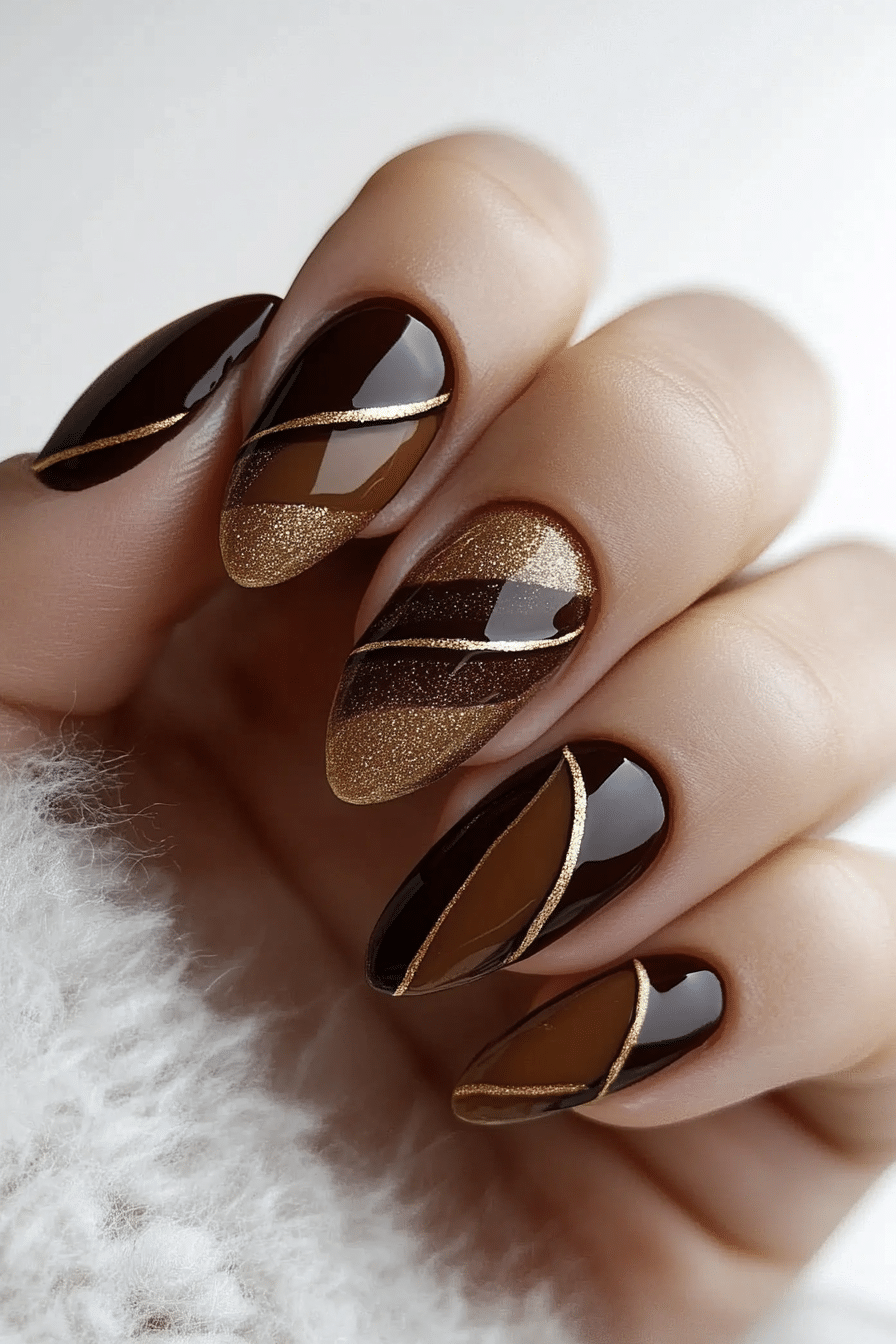 16. Caramel Sugar Drizzle (Winter Nail Design Ideas) - Winter Nail Design Ideas