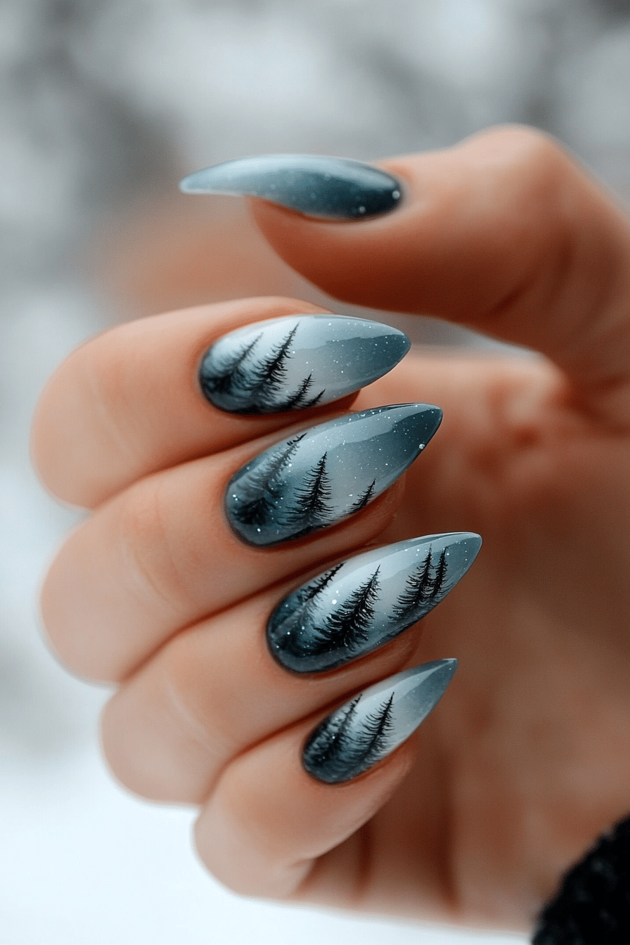 20. Winter Dusk Fade (Winter Nail Design Ideas) - Winter Nail Design Ideas