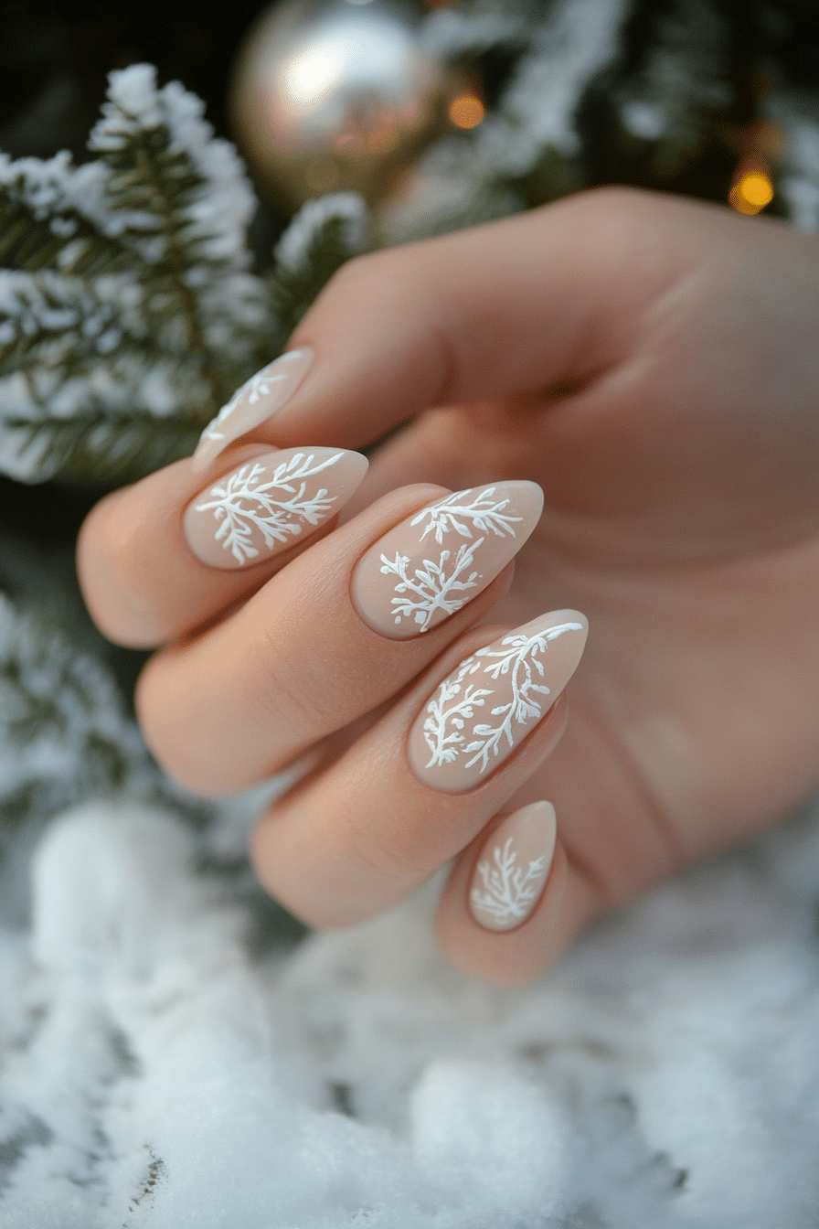 22. Frost Lace Overlay (Winter Nail Design Ideas) - Winter Nail Design Ideas