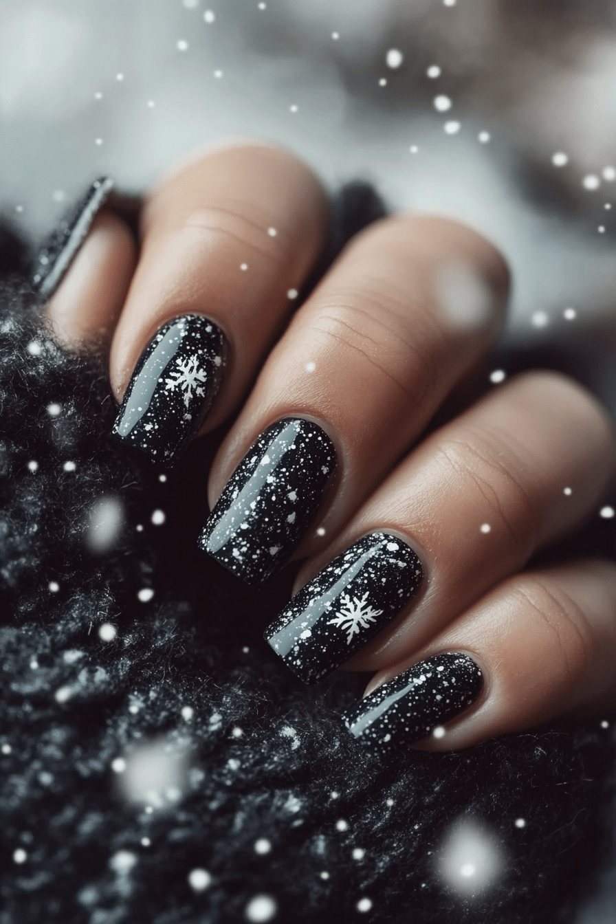 24. Slate & Snow (Winter Nail Design Ideas) - Winter Nail Design Ideas