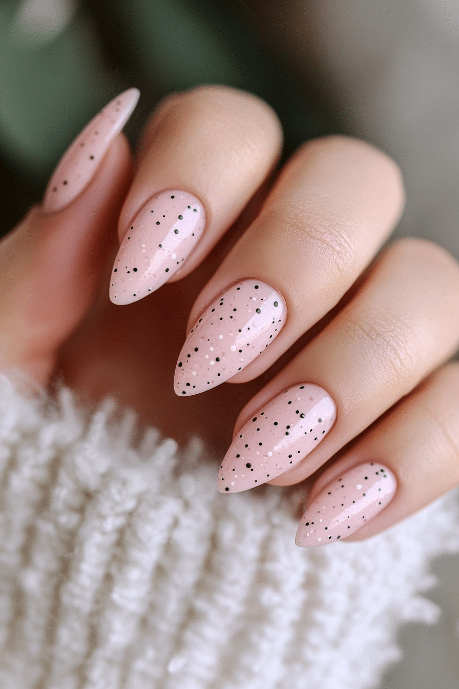 13. Blush Pink with Micro Dots (Nail Design Ideas For Work) - Nail Design Ideas For Work