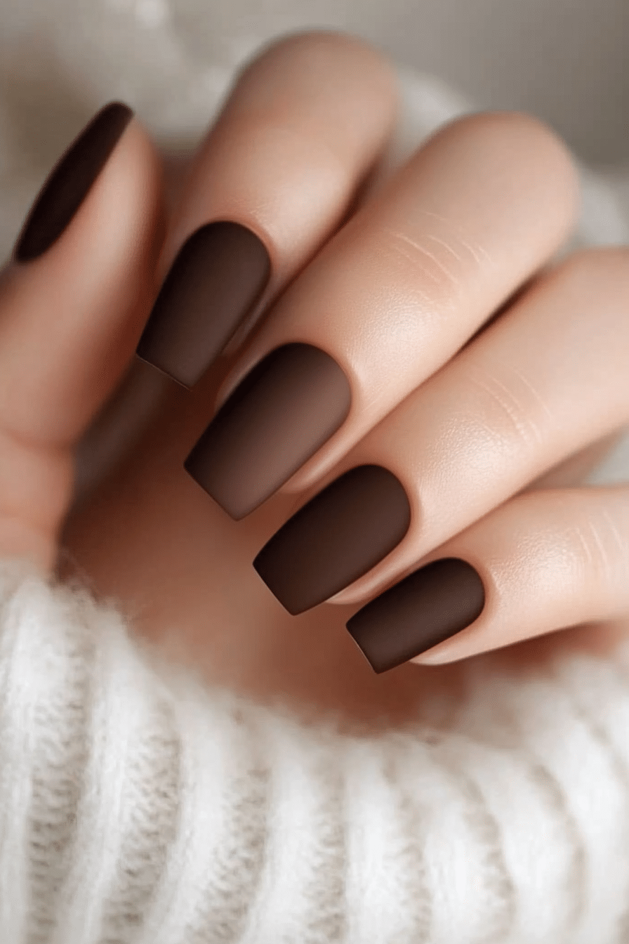 14. Matte Espresso Brown (Nail Design Ideas For Work) - Nail Design Ideas For Work