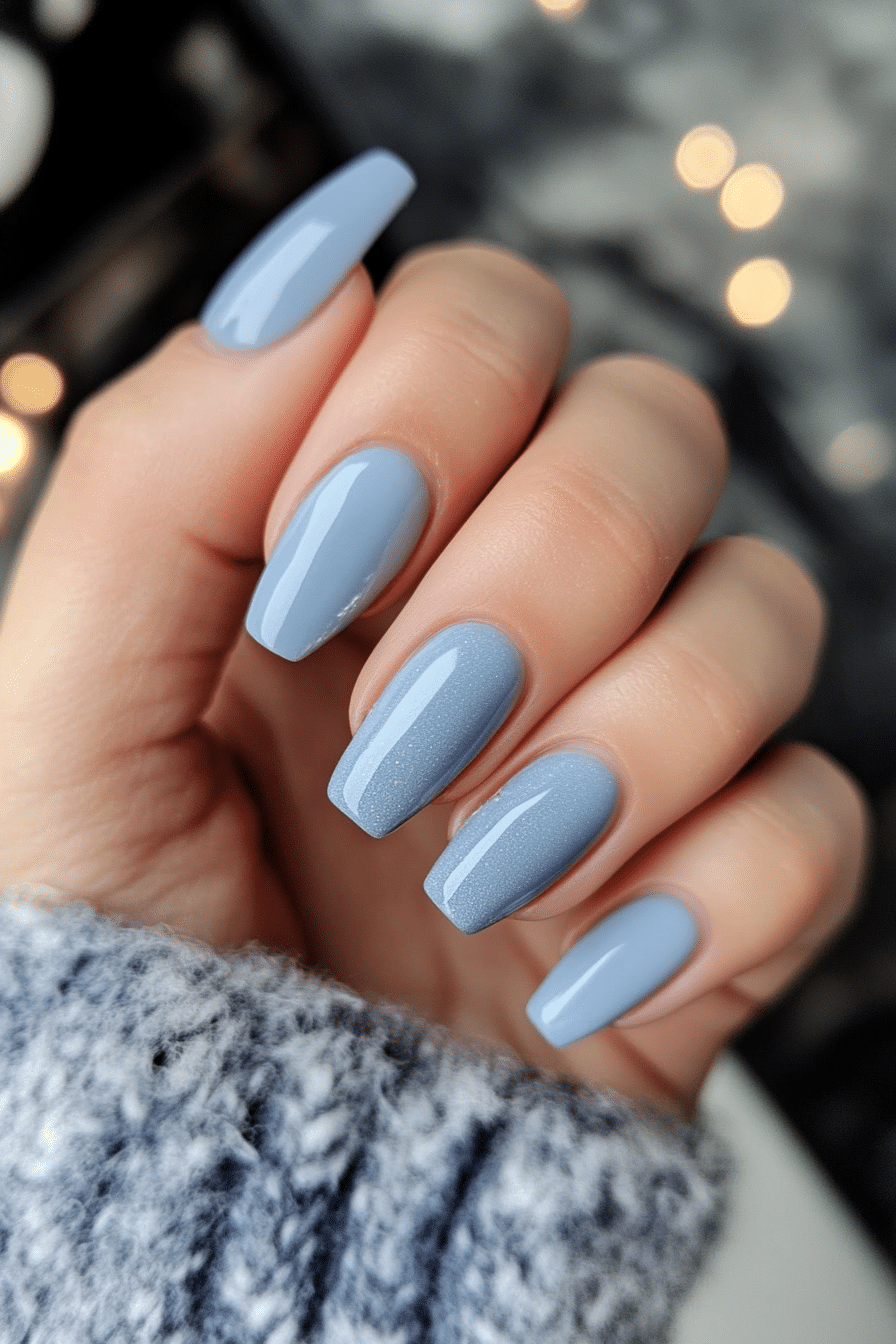 23. Smoky Blue Elegance (Nail Design Ideas For Work) - Nail Design Ideas For Work
