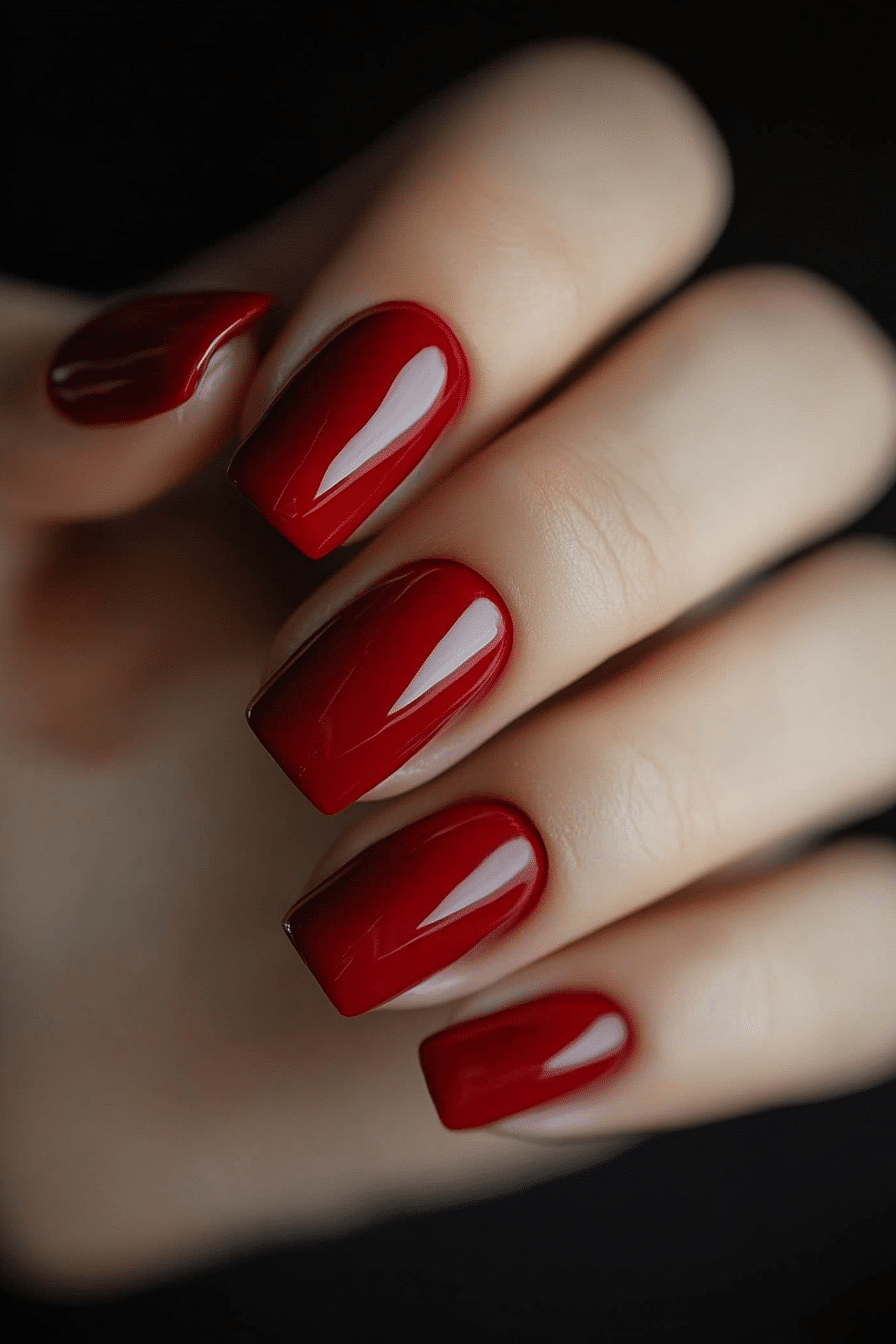4. Classic Crimson (Solid Nail Color Design Ideas) - Solid Nail Color Design Ideas