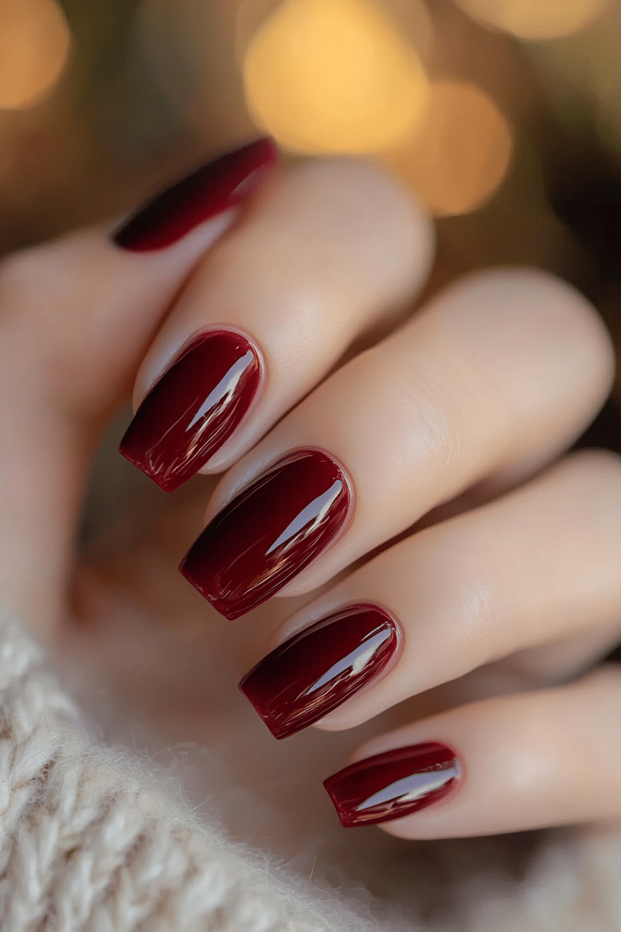 13. Cherrywood Red (Solid Nail Color Design Ideas) - Solid Nail Color Design Ideas