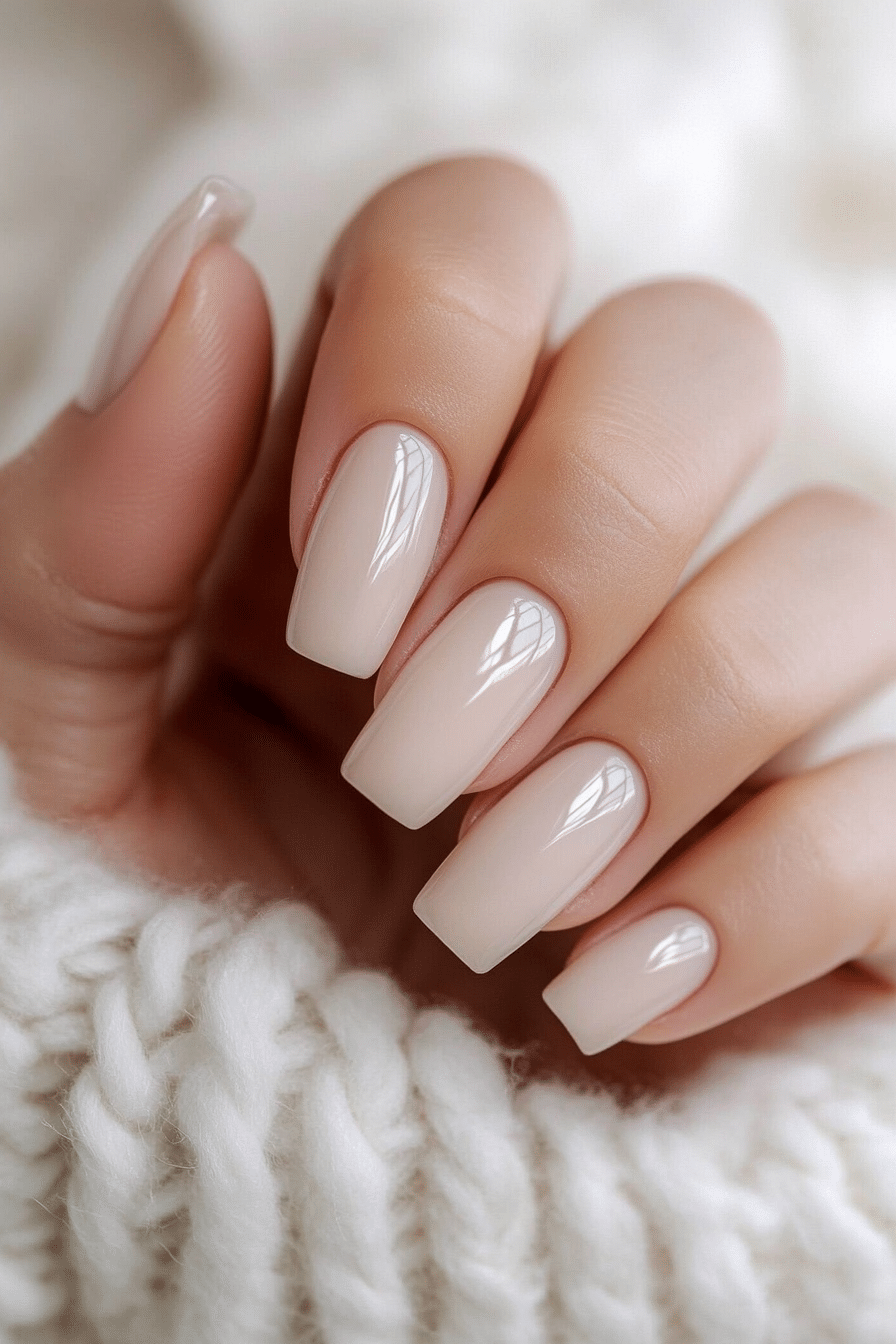 16. Light Beige Sheen (Solid Nail Color Design Ideas) - Solid Nail Color Design Ideas