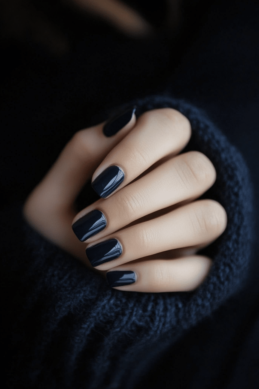 23. Stormy Navy (Solid Nail Color Design Ideas) - Solid Nail Color Design Ideas
