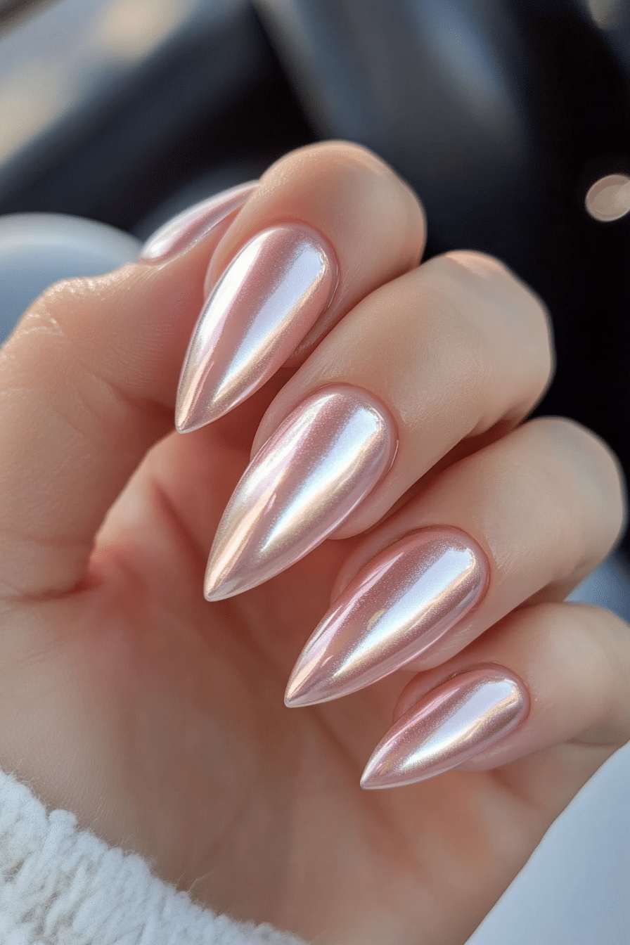 2. Blush Chrome Sheen (Almond Nail Design Ideas) - Almond Nail Design Ideas