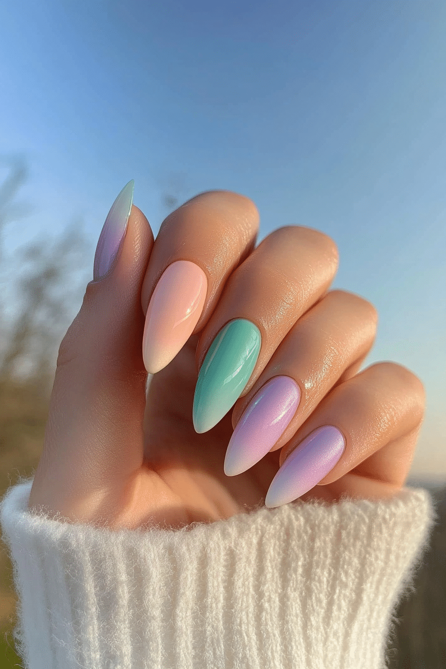 4. Pastel Aura Blend (Almond Nail Design Ideas) - Almond Nail Design Ideas