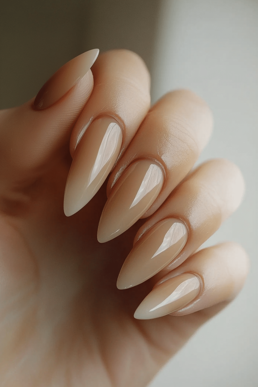 7. Cappuccino Satin Finish (Almond Nail Design Ideas) - Almond Nail Design Ideas