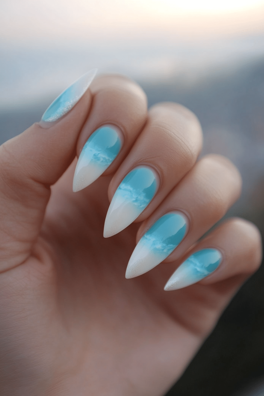 8. Ocean Mist Overlay (Almond Nail Design Ideas) - Almond Nail Design Ideas