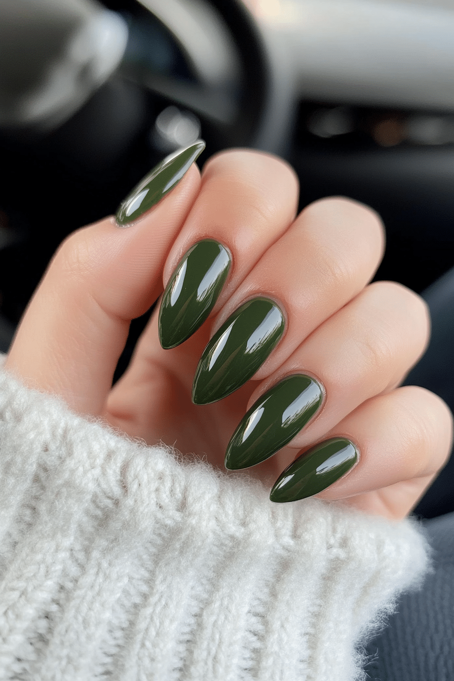 13. Olive Grove Vibes (Almond Nail Design Ideas) - Almond Nail Design Ideas