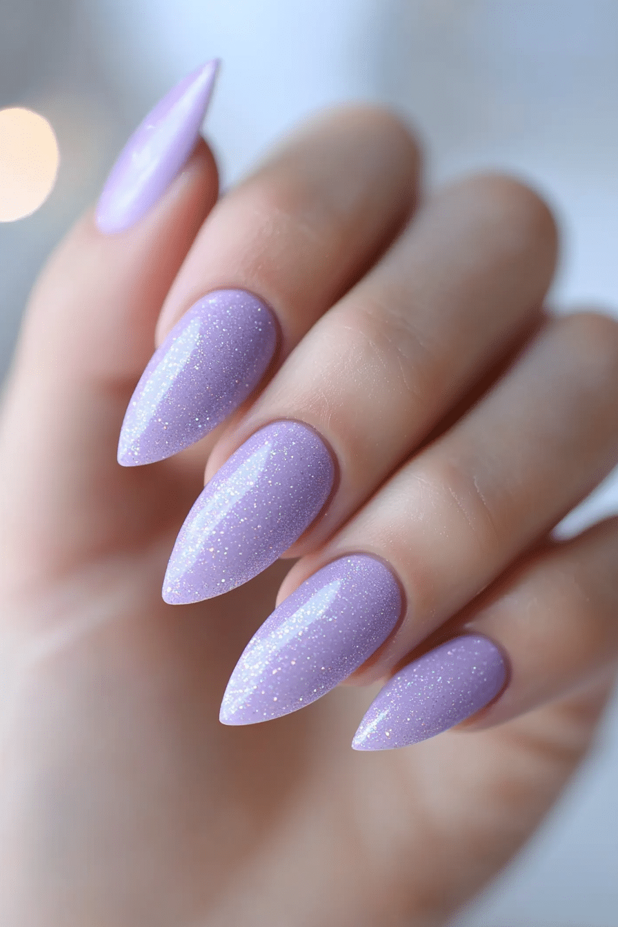 14. Lavender Quartz Shine (Almond Nail Design Ideas) - Almond Nail Design Ideas