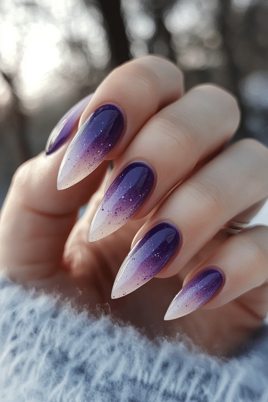 19. Smoky Amethyst Veins (Almond Nail Design Ideas) - Almond Nail Design Ideas