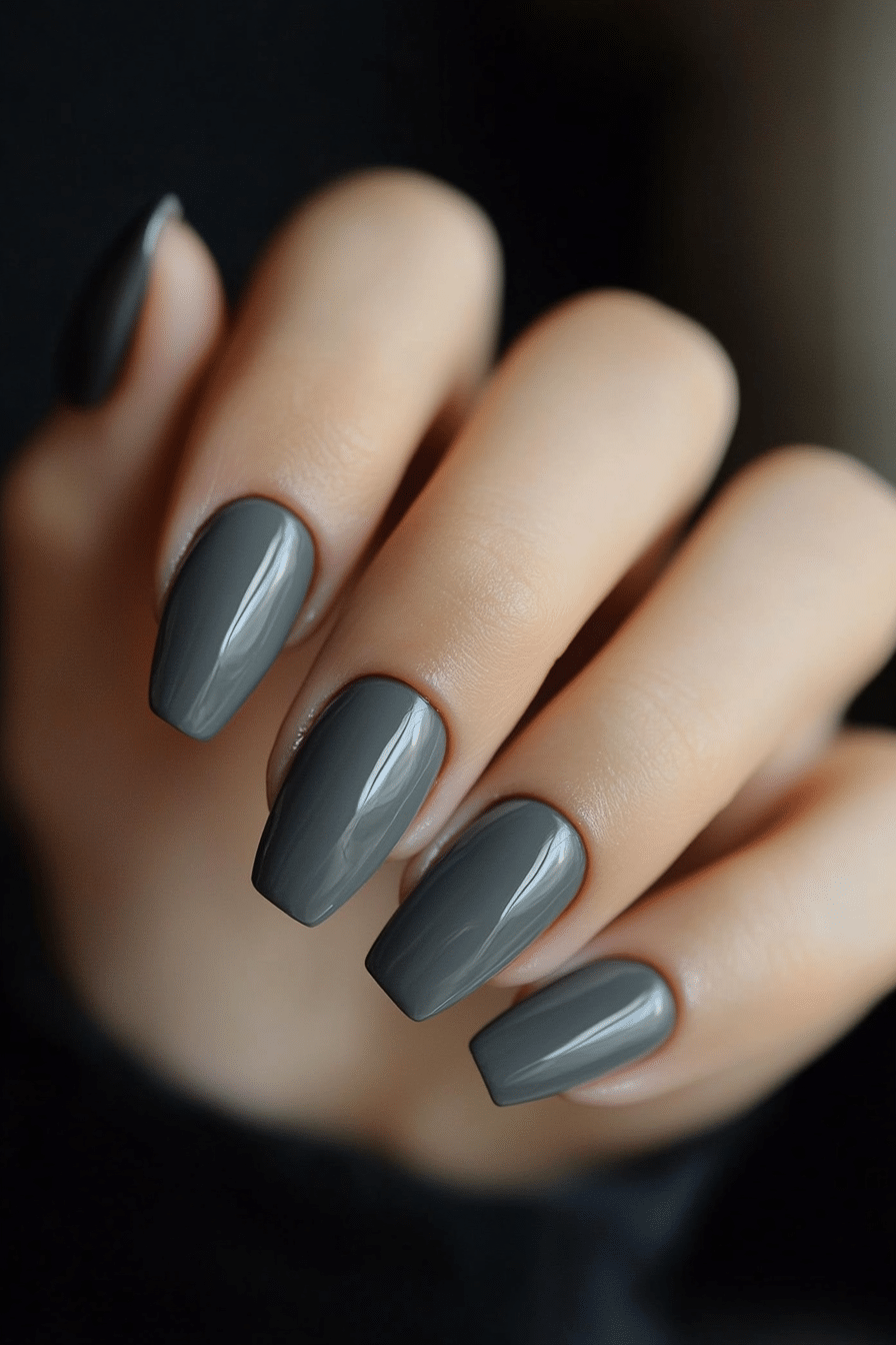 4. Smoky Gray Elegance (Office Nail Design Ideas) - Office Nail Design Ideas