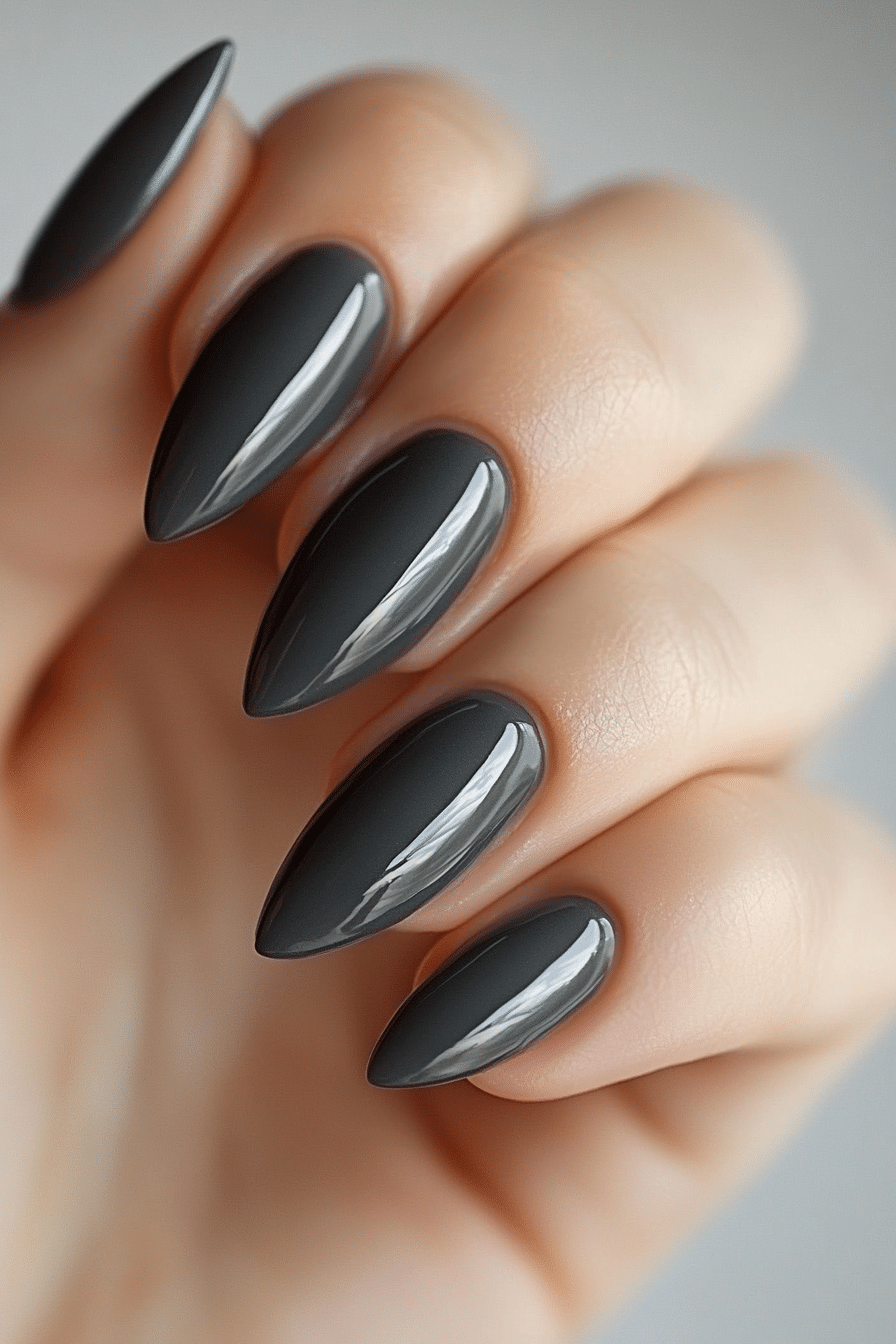 15. Graphite Glossy Touch (Office Nail Design Ideas) - Office Nail Design Ideas