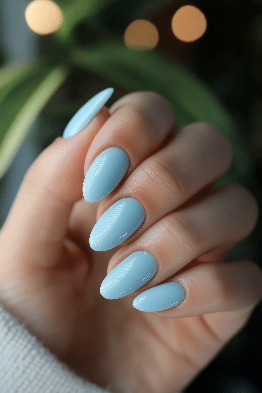 18. Powder Blue Calm (Office Nail Design Ideas) - Office Nail Design Ideas