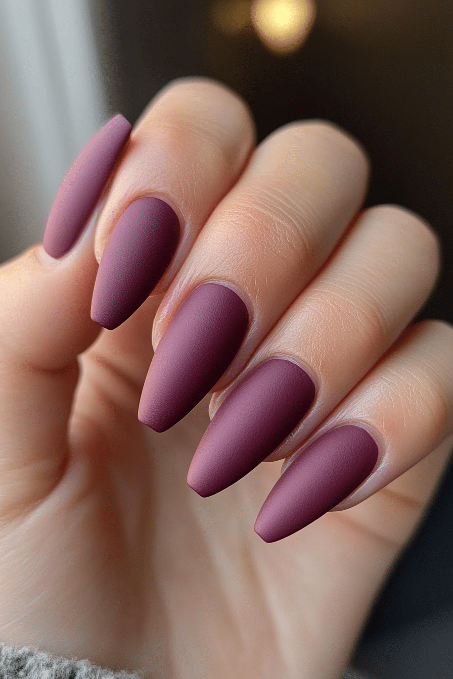22. Matte Plum Tones (Office Nail Design Ideas) - Office Nail Design Ideas