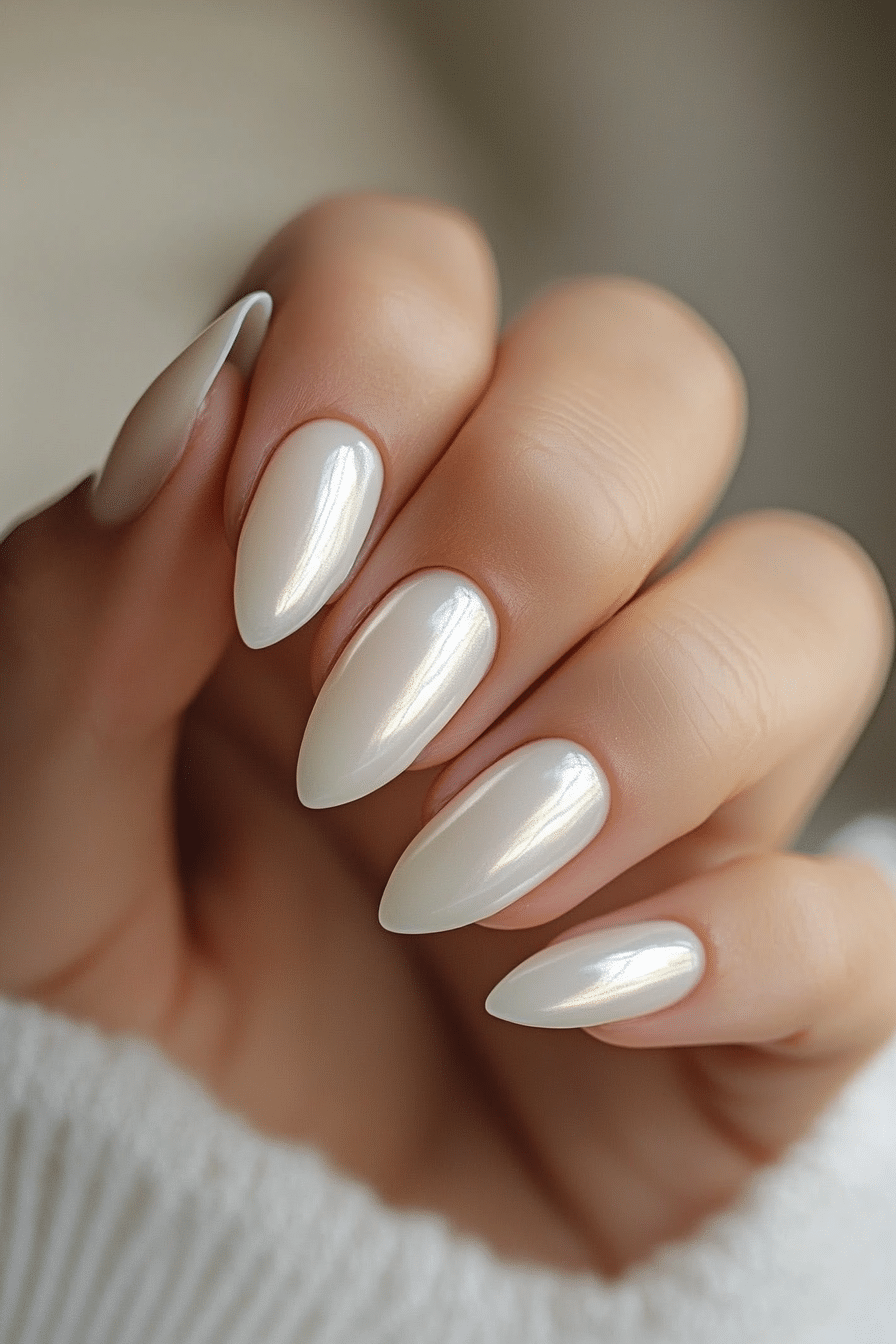 23. Pearl Sheen Elegance (Office Nail Design Ideas) - Office Nail Design Ideas
