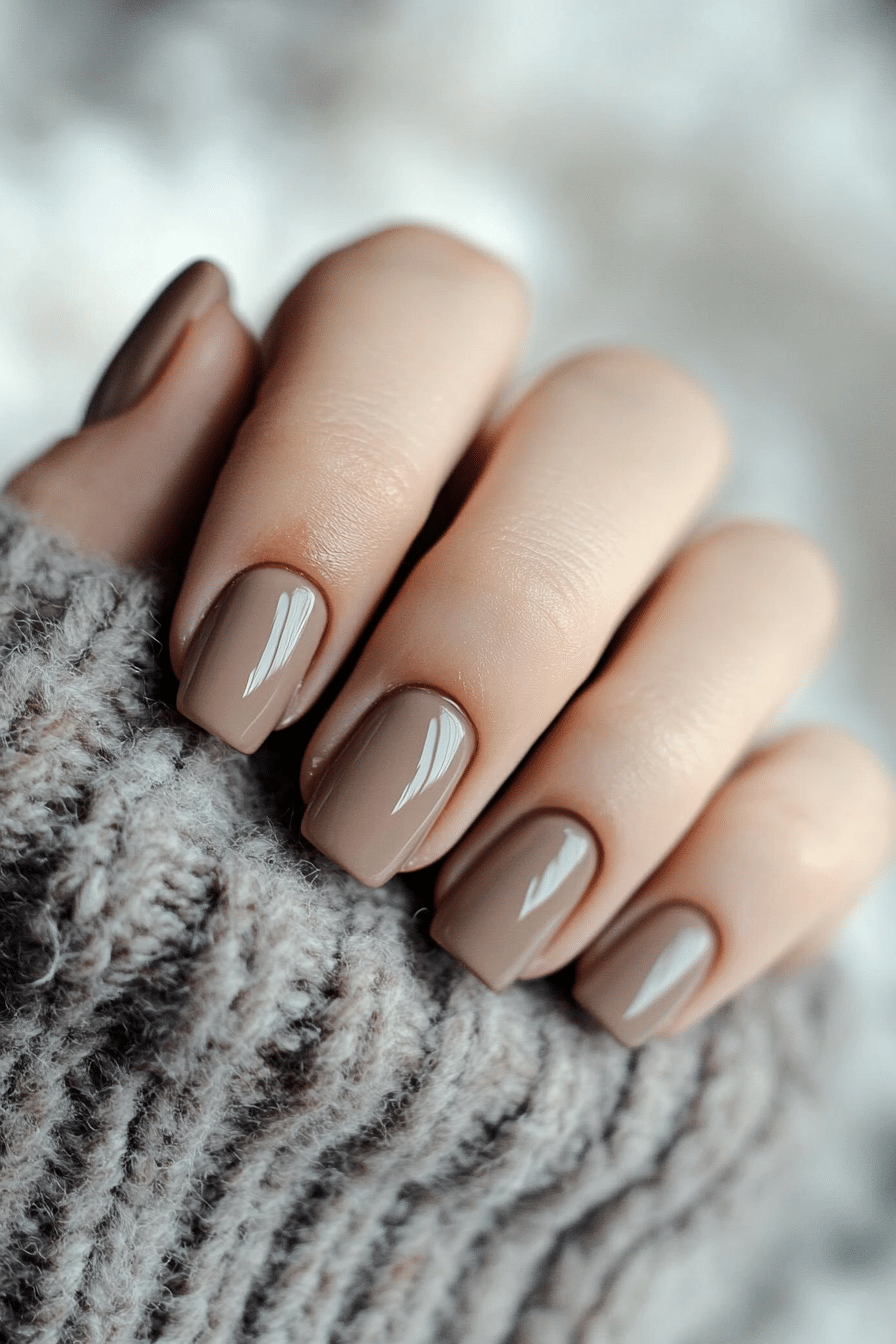 26. Creamy Mocha Minimalism (Office Nail Design Ideas) - Office Nail Design Ideas