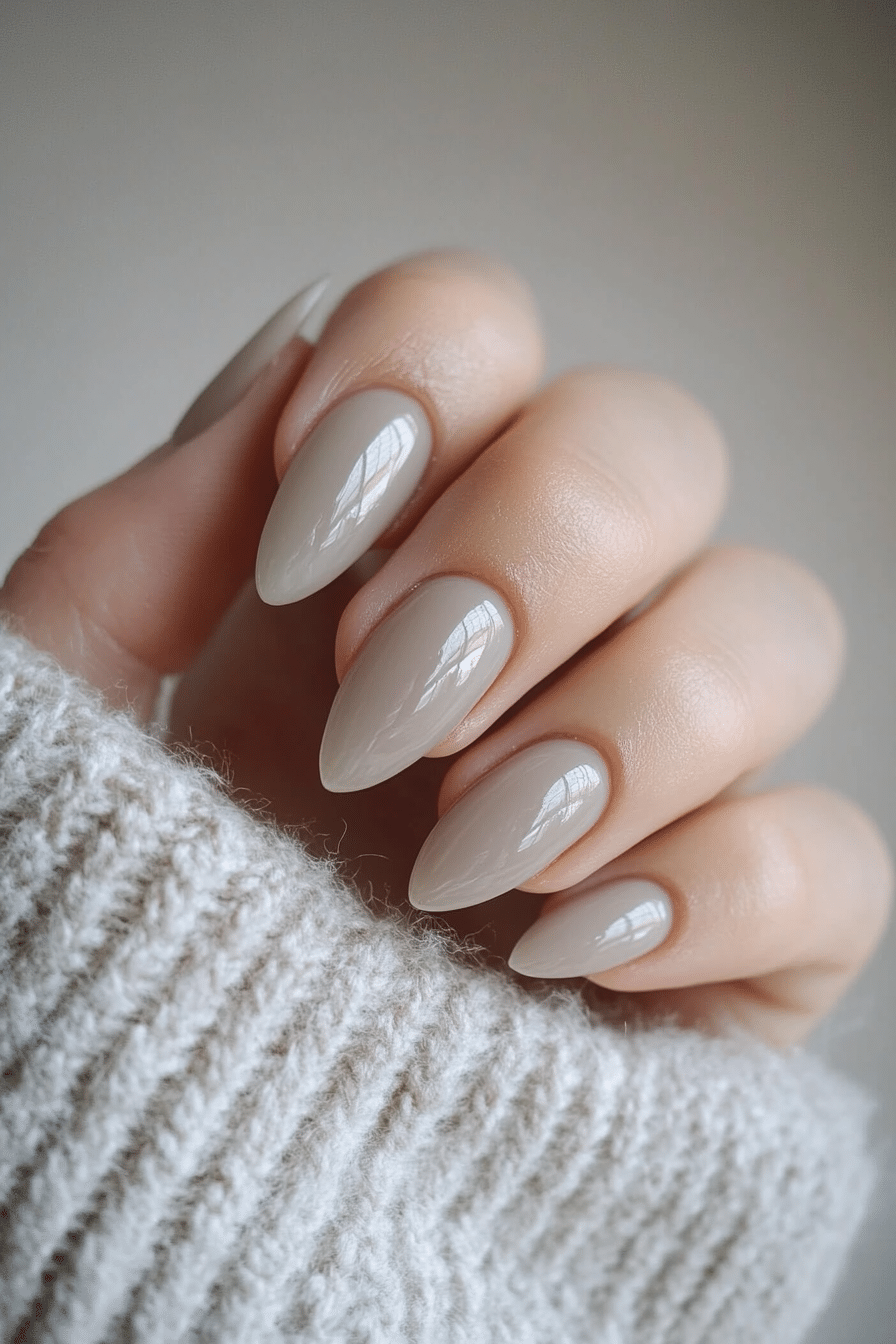 9. Smoky Quartz Gloss (Winter Almond Nail Design Ideas) - Winter Almond Nail Design Ideas