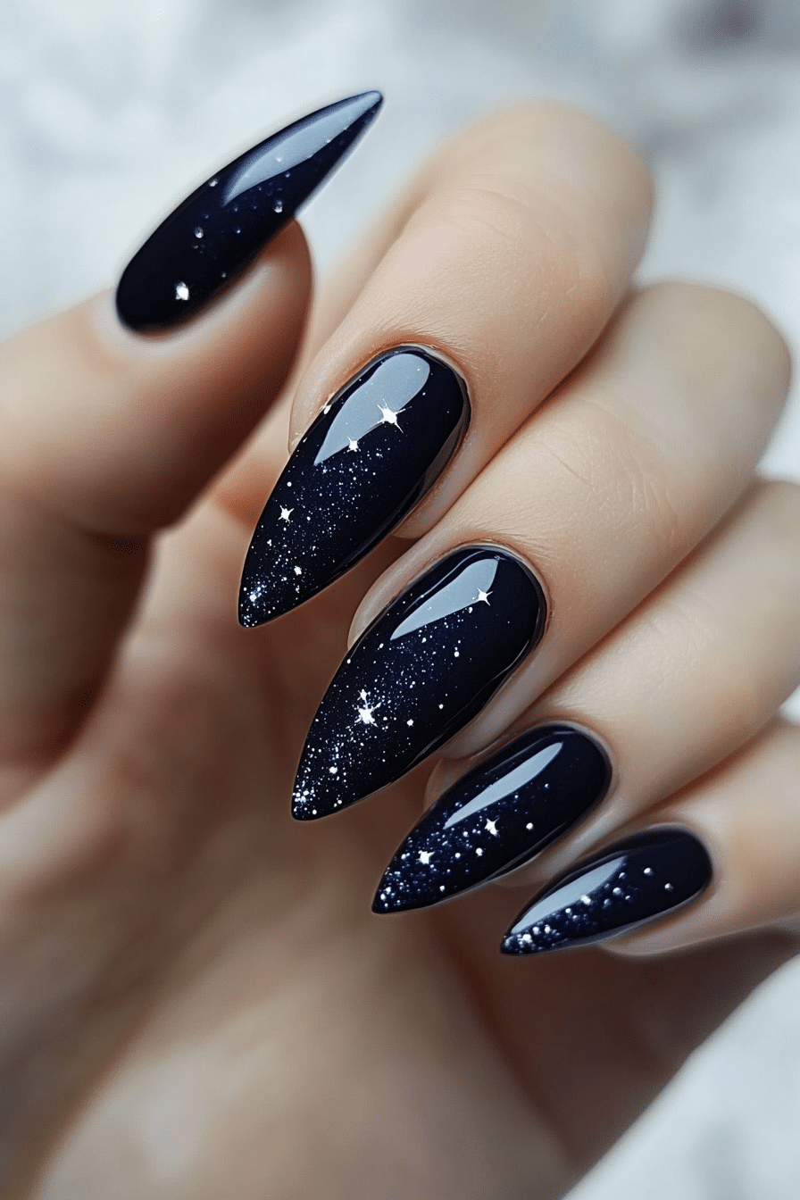 23. Midnight Sapphire (Winter Almond Nail Design Ideas) - Winter Almond Nail Design Ideas