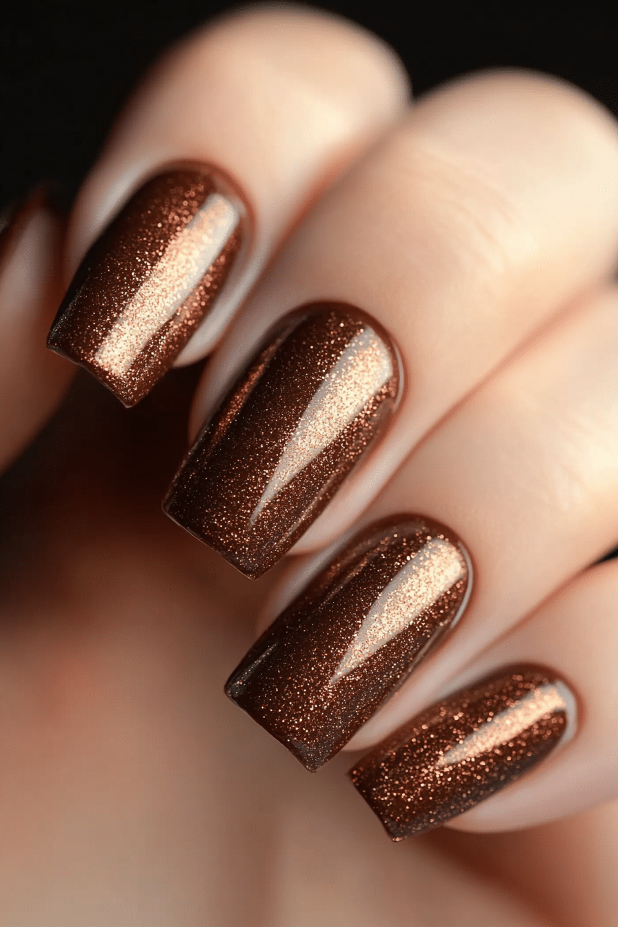 24. Rustic Cocoa Glaze (Winter Almond Nail Design Ideas) - Winter Almond Nail Design Ideas