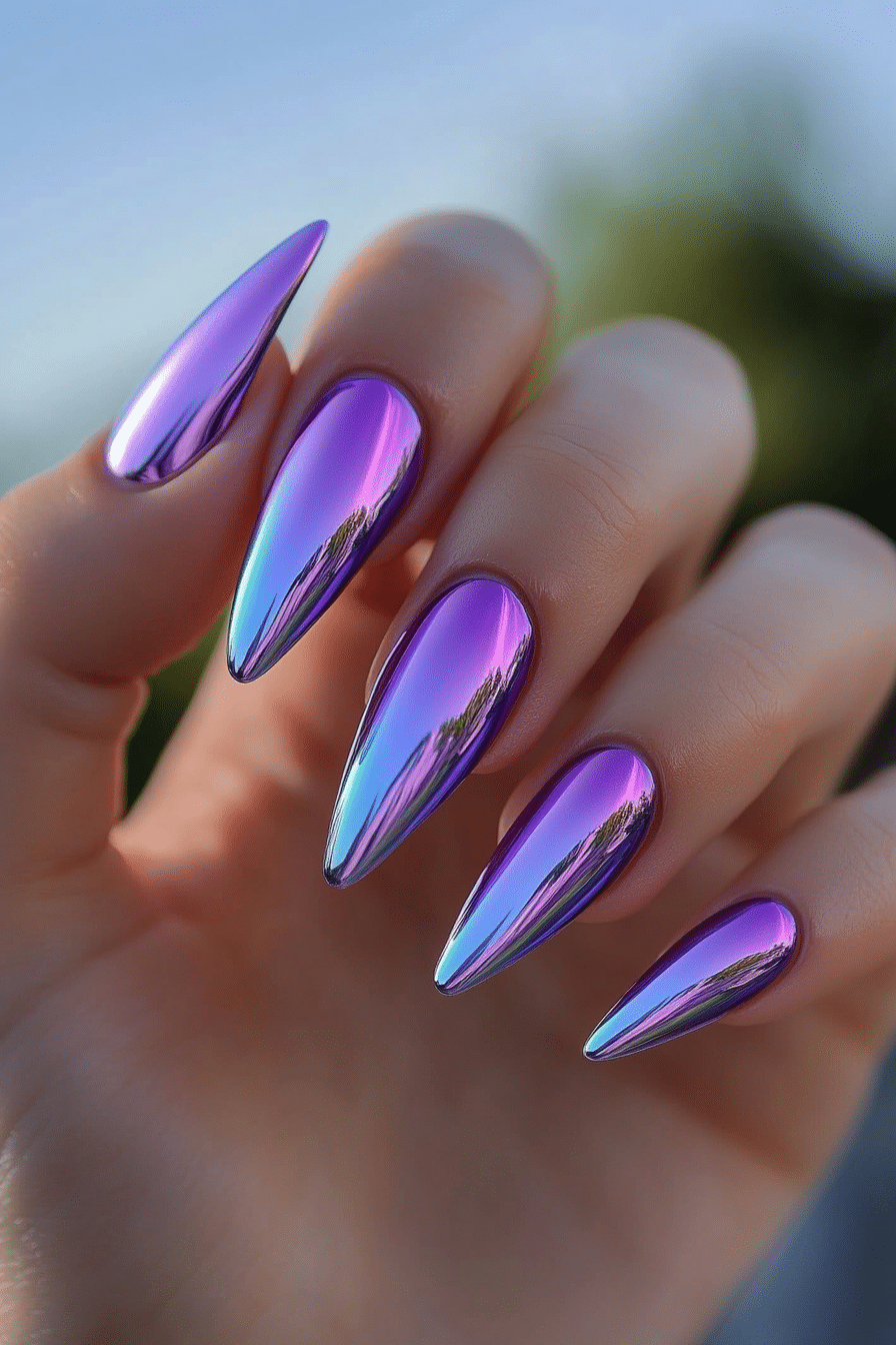 3. Iridescent Lilac Chrome (Purple Nail Design Ideas) - Purple Nail Design Ideas